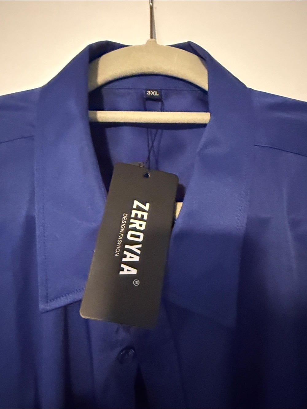 Zeroyaa Men’s Royal Blue Dress Shirt - 3XL